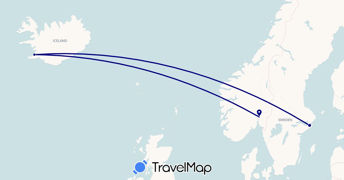 TravelMap itinerary: driving in Iceland, Norway, Sweden (Europe)